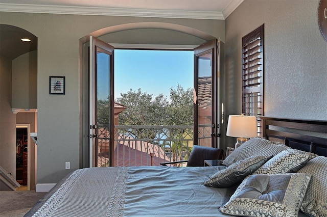 bedroom featuring crown molding