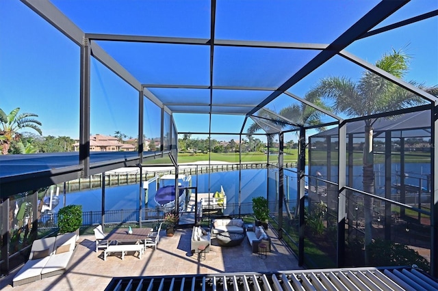 view of patio / terrace with glass enclosure