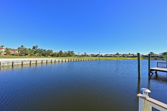 view of dock featuring a water view