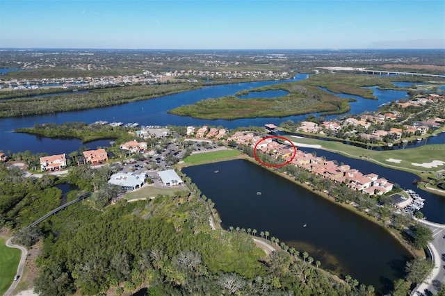 bird's eye view featuring a water view