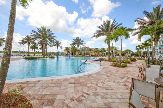 view of pool featuring a patio