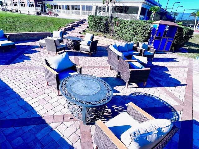 view of patio with an outdoor living space