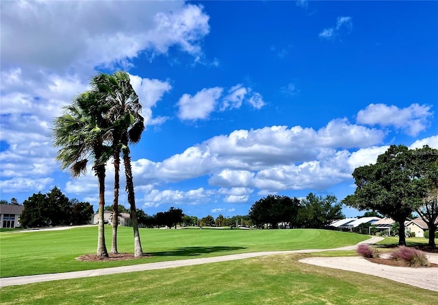 view of property's community with a lawn
