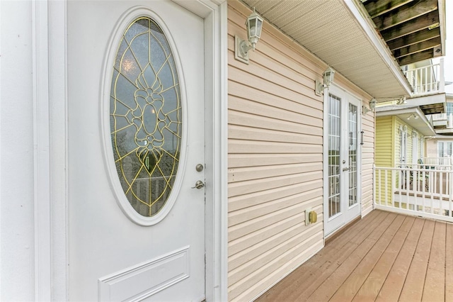 property entrance with french doors