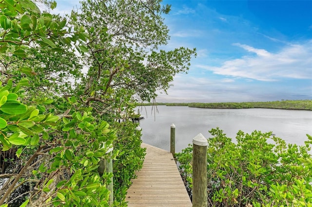 view of dock featuring a water view