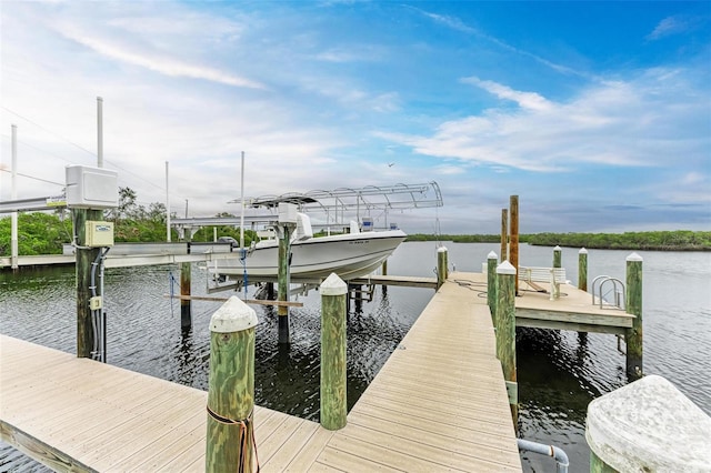 dock area featuring a water view