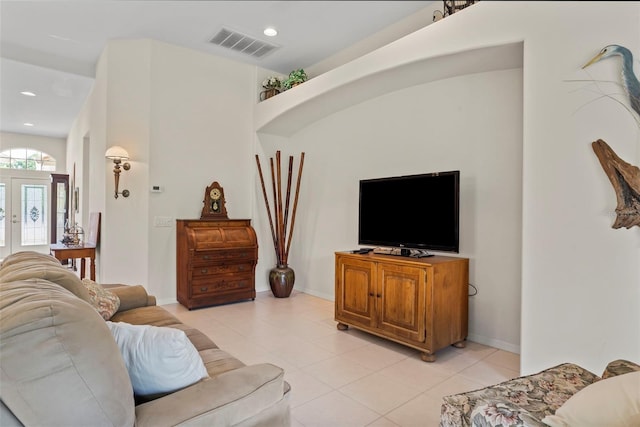 view of tiled living room