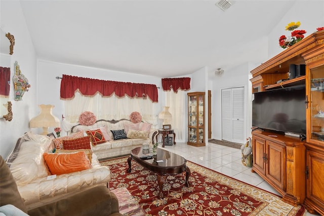 view of tiled living room