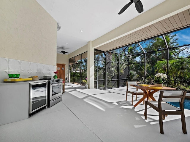 sunroom / solarium with beverage cooler