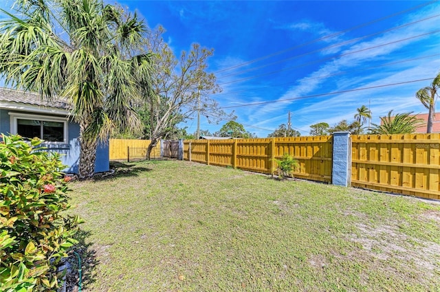 view of yard featuring a fenced backyard