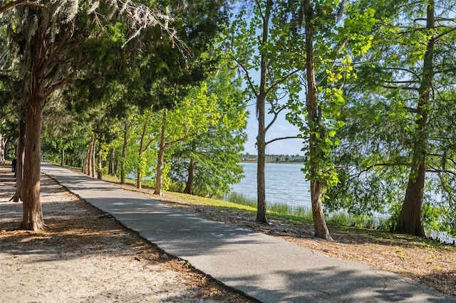 view of home's community with a water view