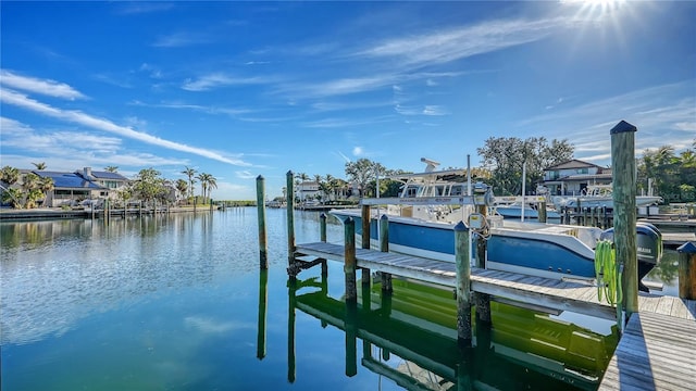 dock area with a water view