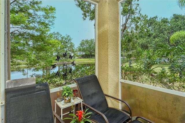 balcony with a water view