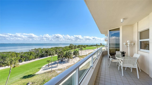 balcony with a water view