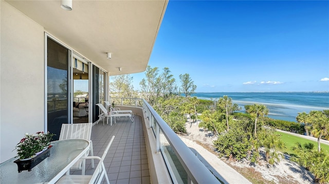 balcony with a water view