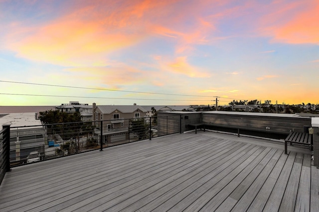 deck at dusk with a water view