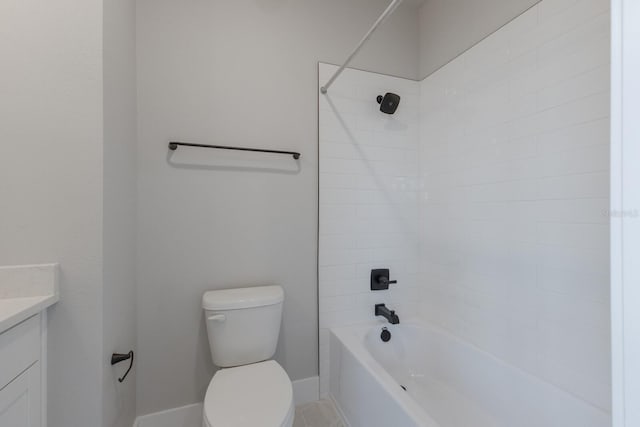 full bathroom featuring vanity, toilet, and tiled shower / bath combo