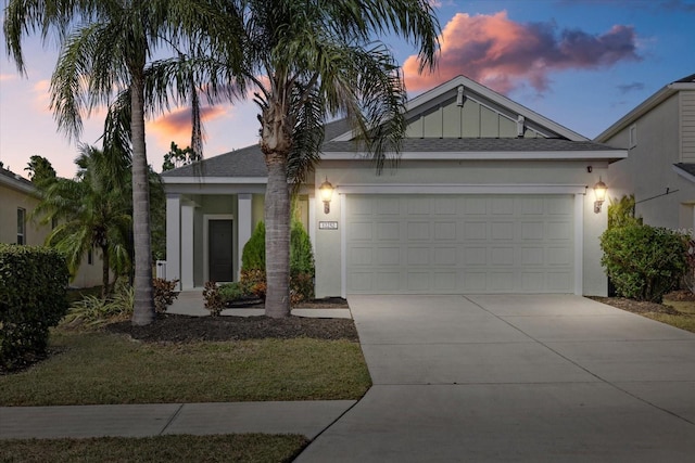 view of front of house with a garage