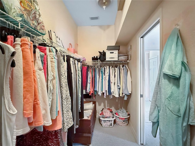 spacious closet featuring carpet floors