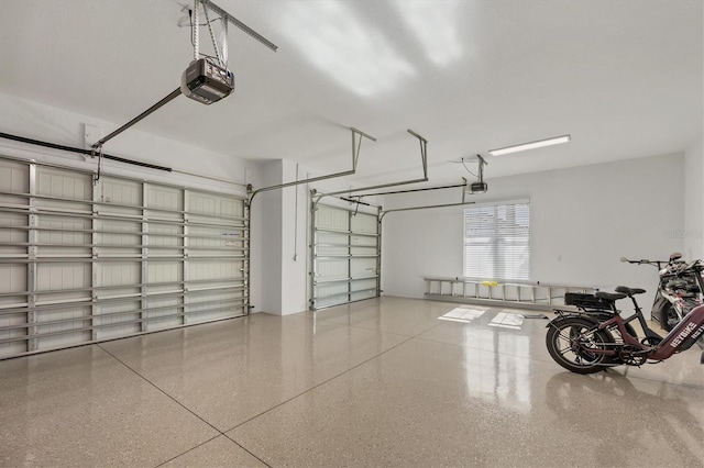 garage with a garage door opener