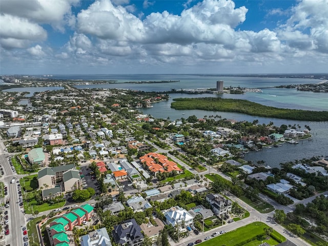 bird's eye view with a water view and a residential view