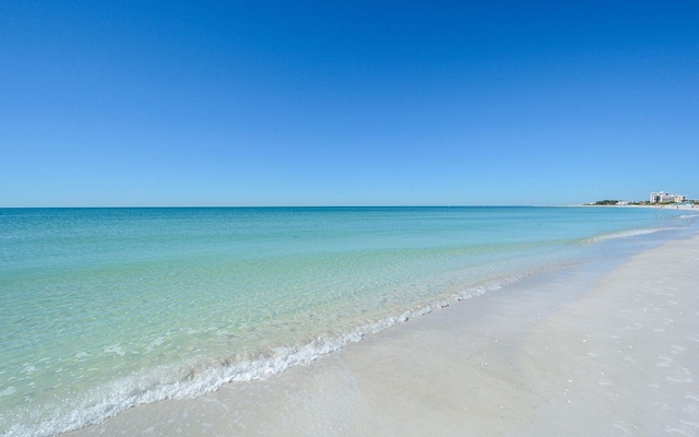 property view of water featuring a view of the beach