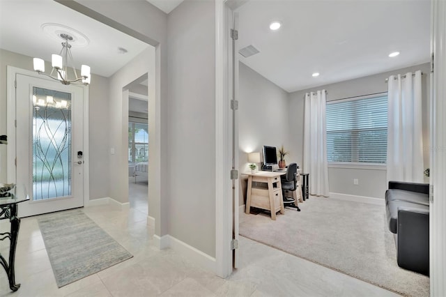 interior space with an inviting chandelier