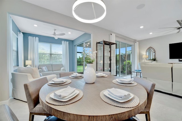 dining area featuring ceiling fan