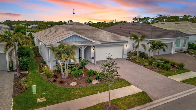 view of front of house with a garage