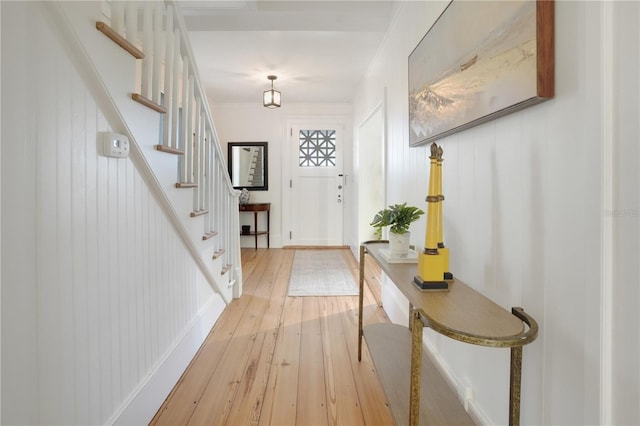 doorway to outside with light hardwood / wood-style flooring