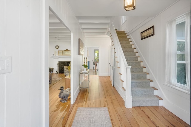 entrance foyer with light hardwood / wood-style flooring