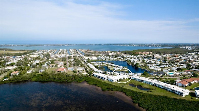 bird's eye view featuring a water view