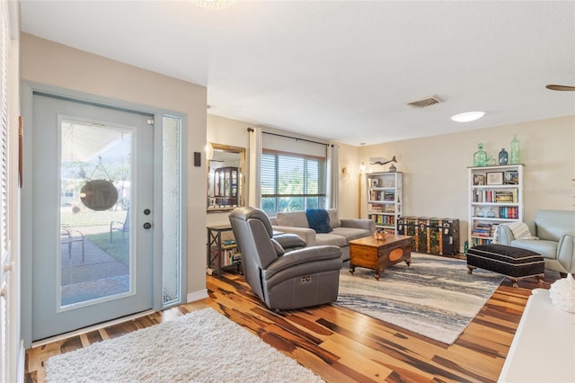 living room featuring light hardwood / wood-style flooring