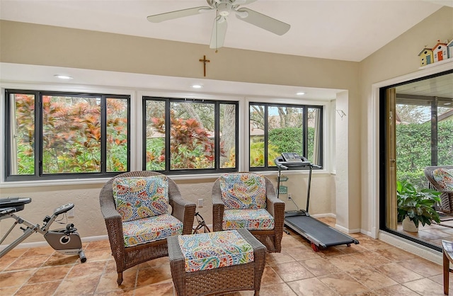 sunroom / solarium with lofted ceiling