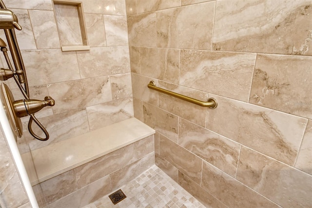 interior details with tiled shower