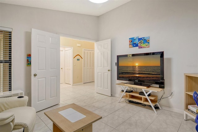 view of tiled living room