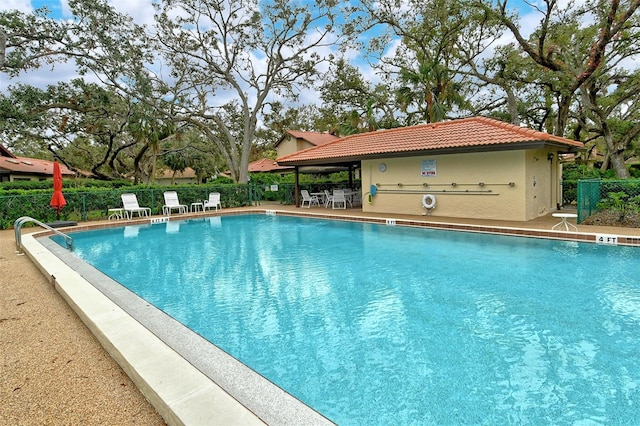 view of pool featuring a patio