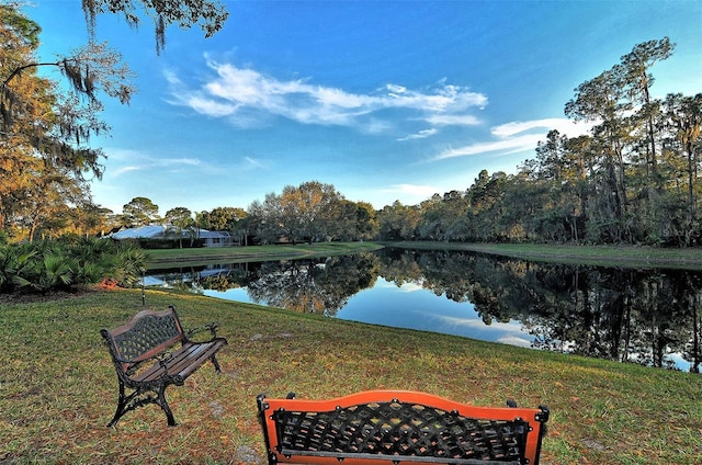 exterior space featuring a water view