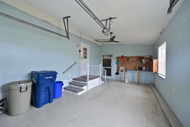 garage with a garage door opener