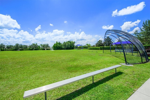 view of property's community featuring a lawn