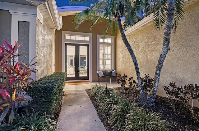 entrance to property featuring french doors