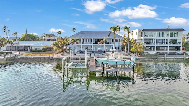 view of dock featuring a water view