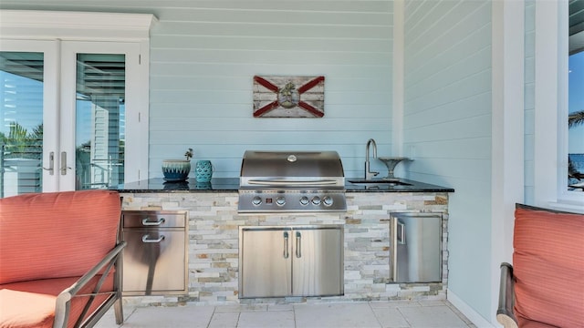 view of patio with sink, grilling area, and area for grilling