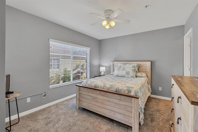 bedroom with carpet flooring and ceiling fan