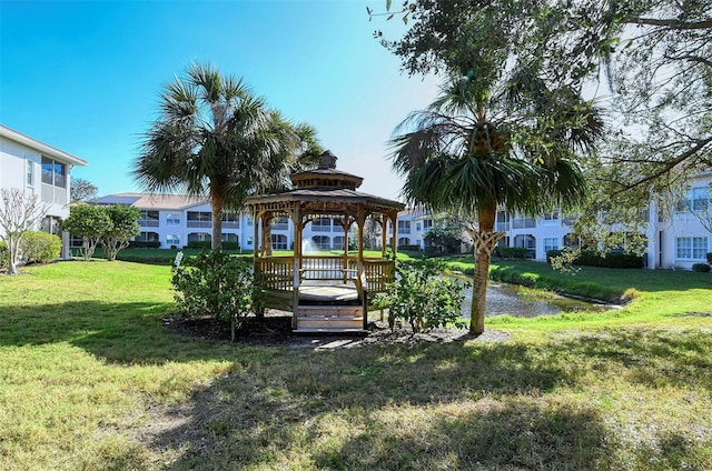 view of yard with a gazebo