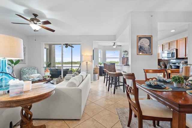 view of tiled living room