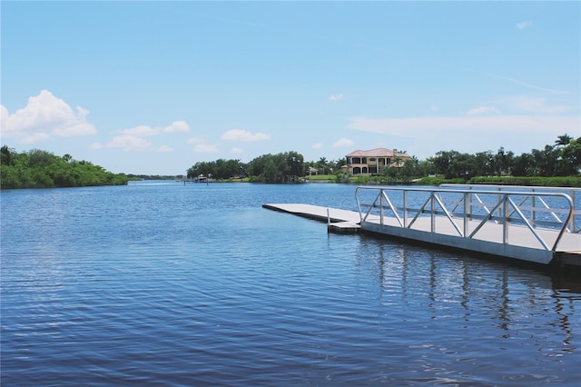 view of dock featuring a water view