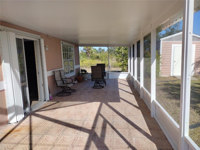 view of unfurnished sunroom