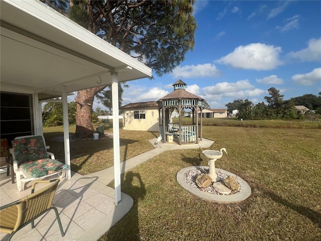 view of yard with a gazebo