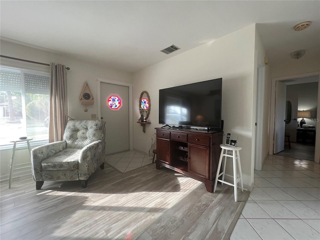 living room featuring light hardwood / wood-style flooring